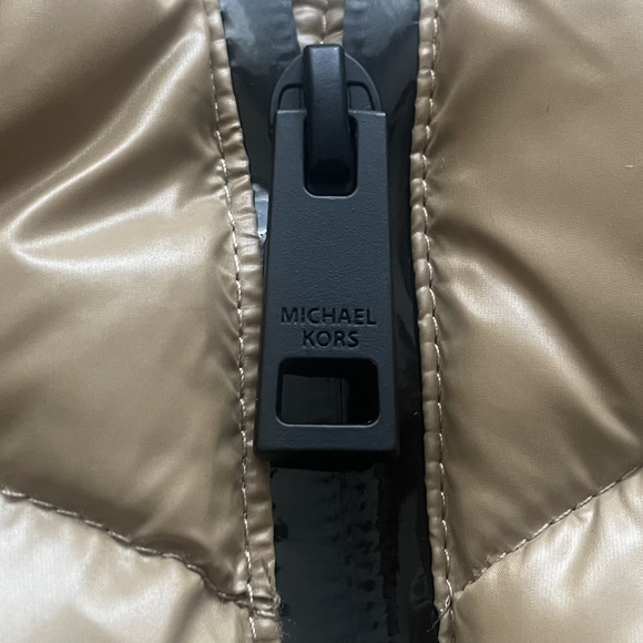 Michael Kors Dark Camel MK Puffer Jacket Belted Designer Coat S - 3X - Picture 5 of 15
